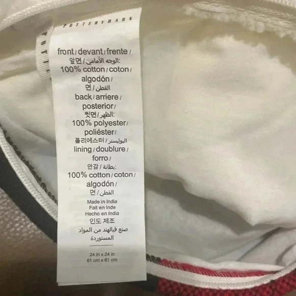 POTTERY BARN Plaid Large Pillow Case 24” - NWT - 100% Cotton - Picture 4 of 5